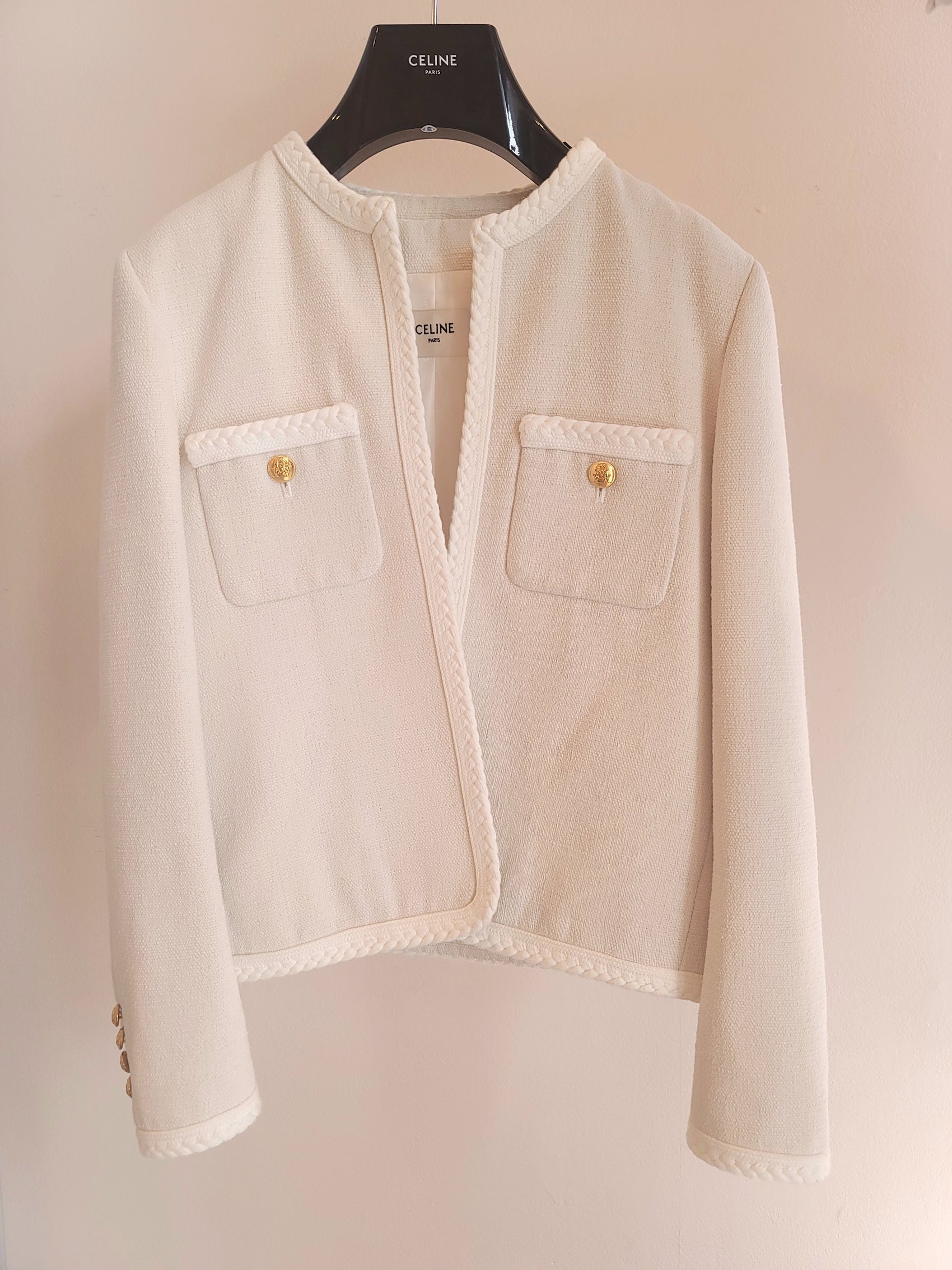 Celine White Silk Evening Jacket 36