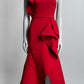 Elie Saab Red Ruffled Dress 36