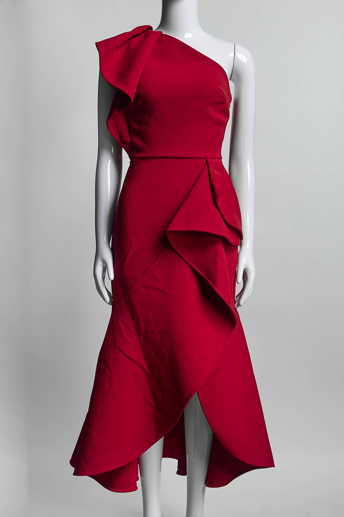 Elie Saab Red Ruffled Dress 36