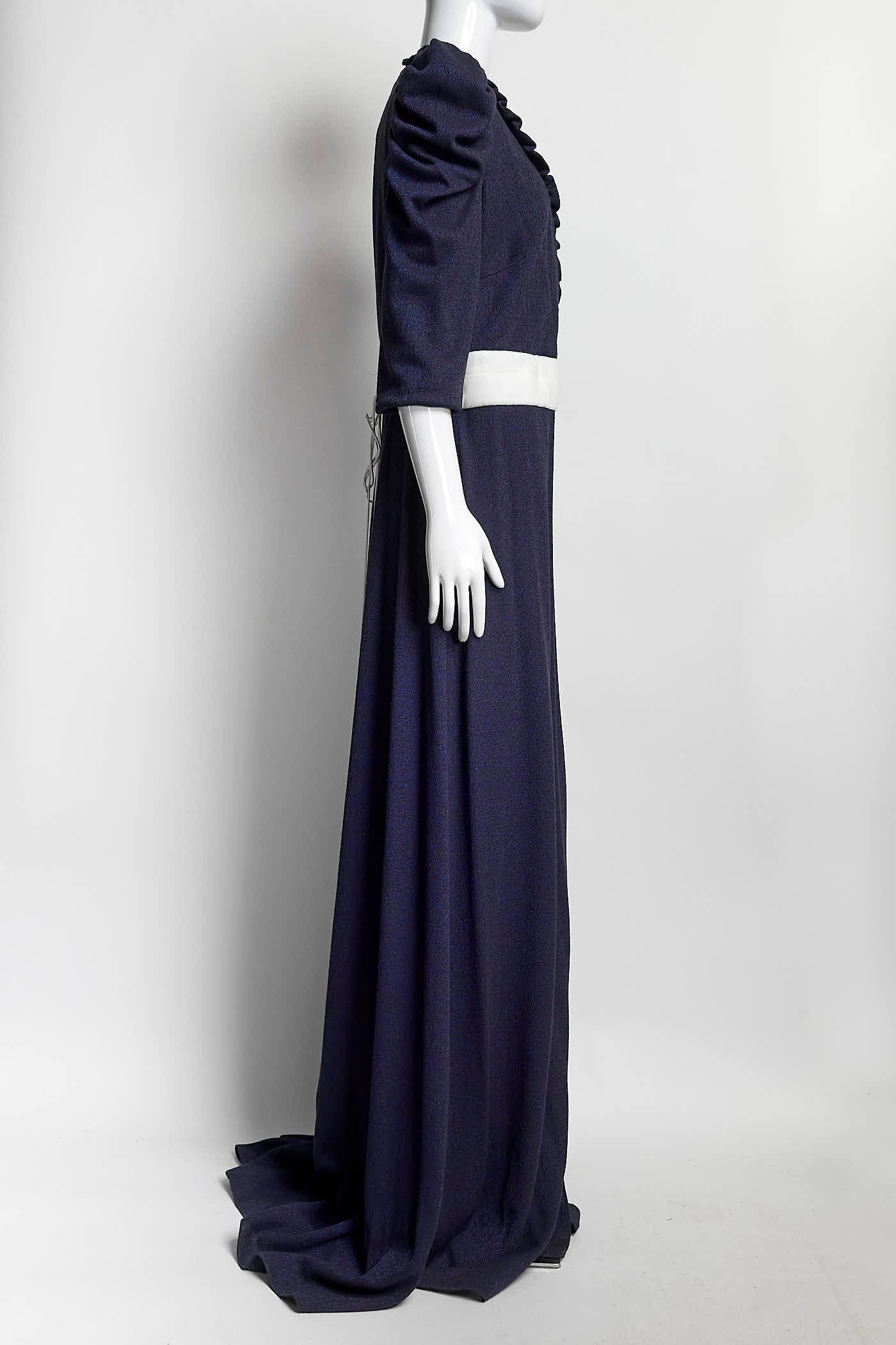 Hellessy Ruffle Sleeve Blue Wrap Dress