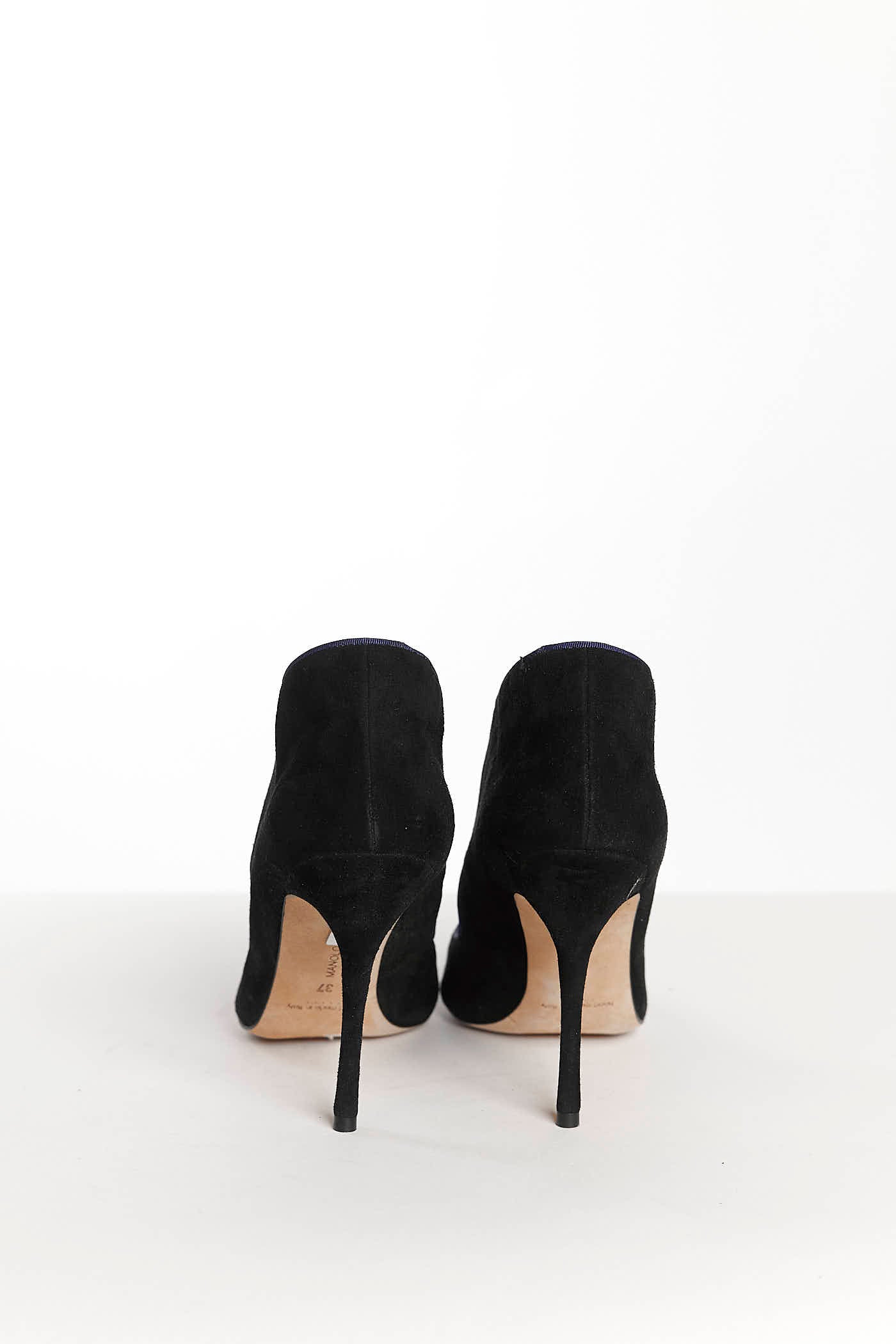 Manolo Blahnik Black Suede Heels 37