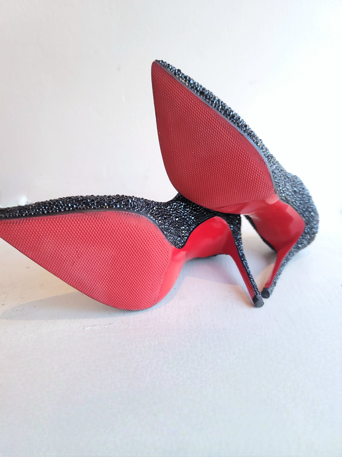 Christian Louboutin Black Crystal Incrusted Heels 37