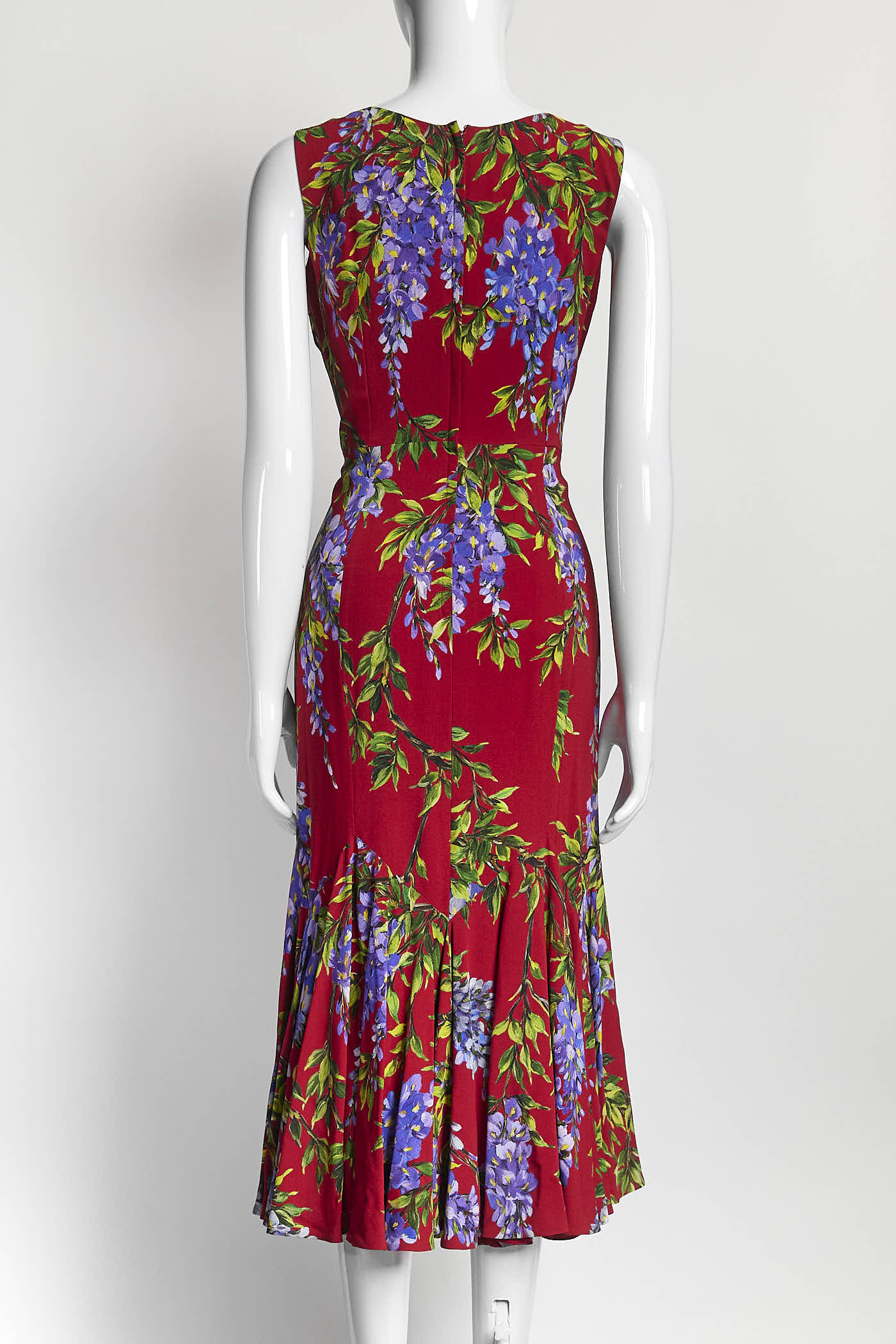 Dolce & Gabbana Red Floral Mid-length Dress