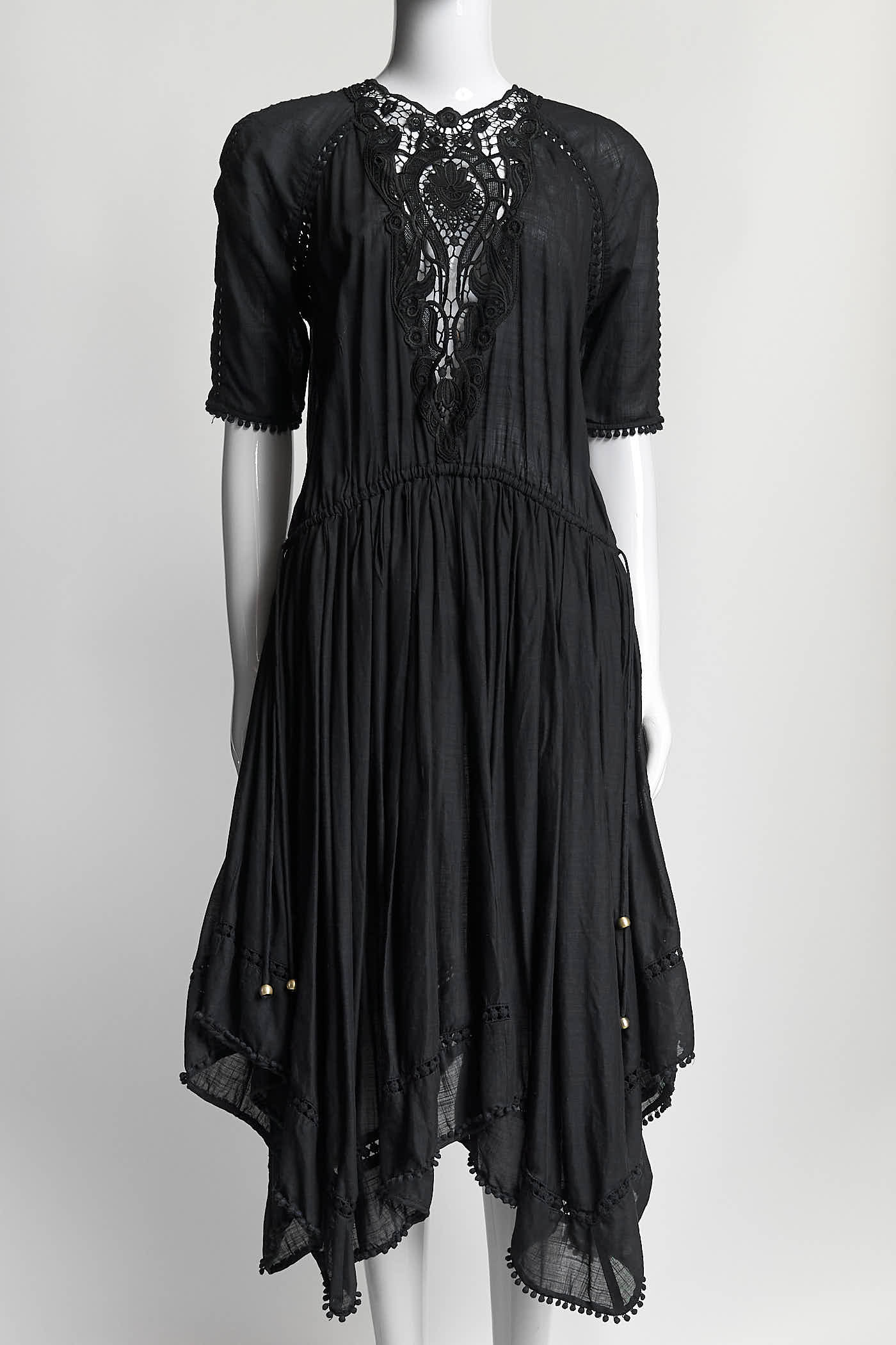 Zimmermann Black Embroidered Crew Neck Dress AU1