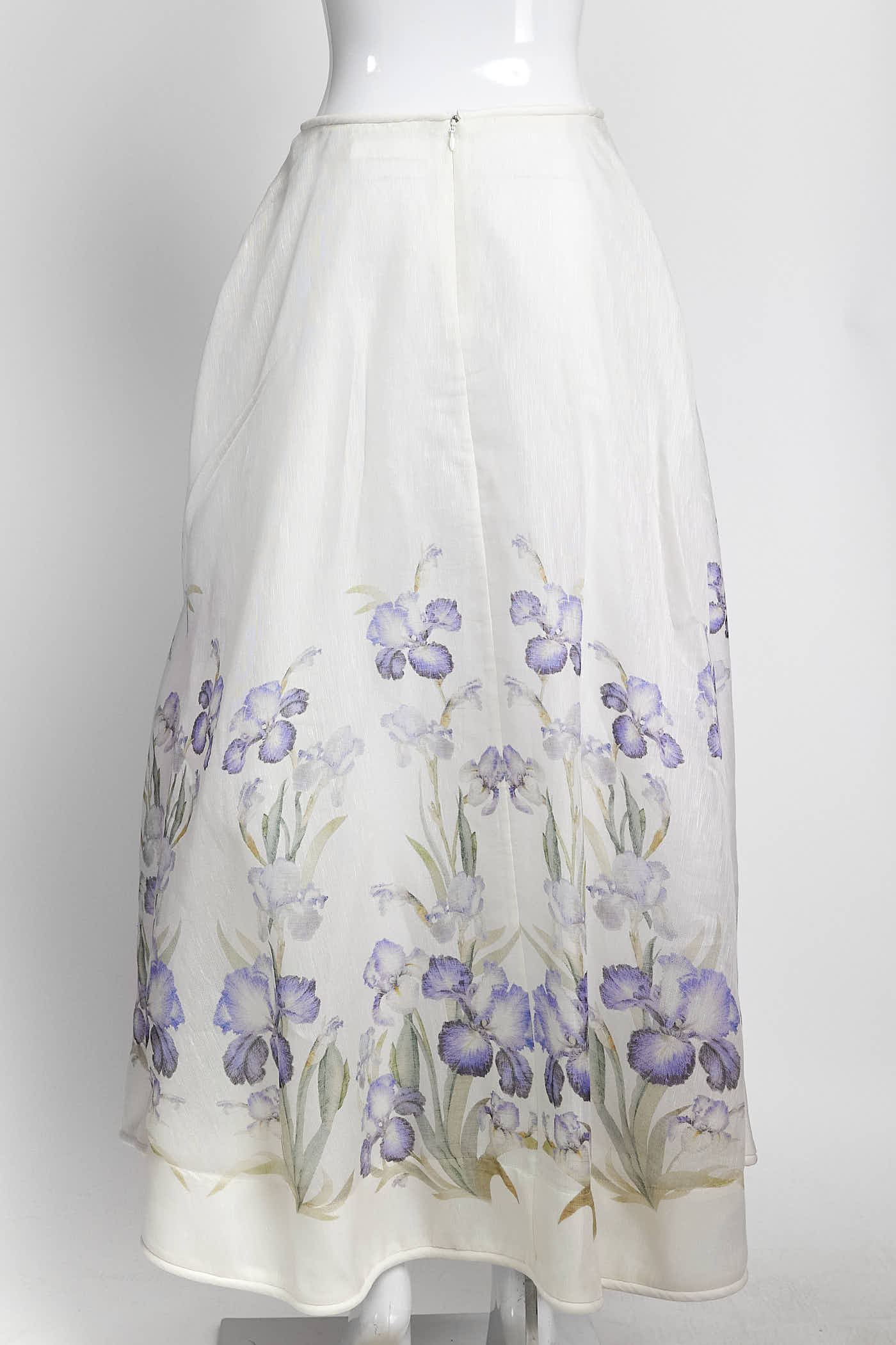 Zimmermann White with Purple Floral Print Skirt 1