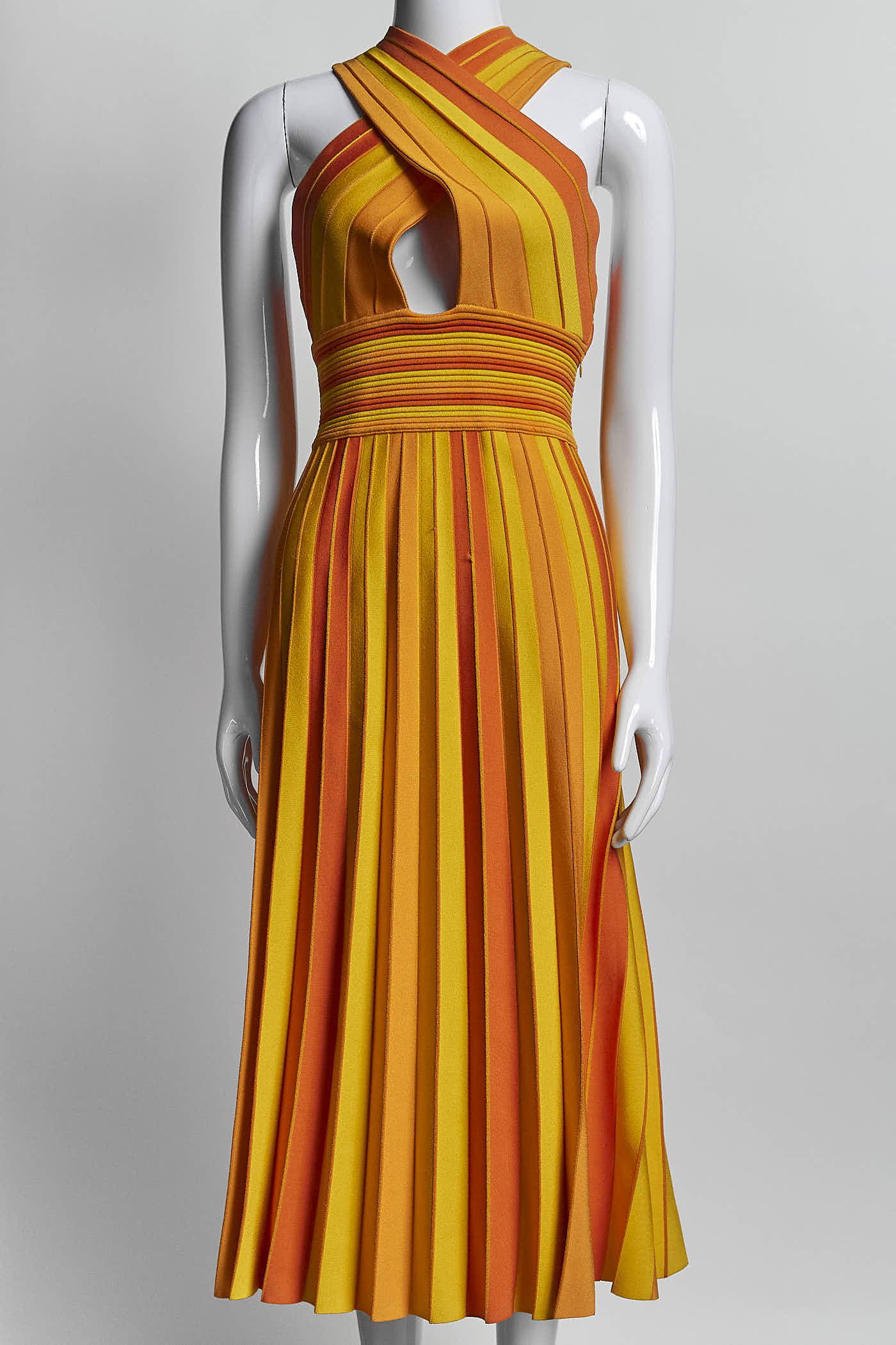 Carolina Herrera Orange Midi Knit Dress S