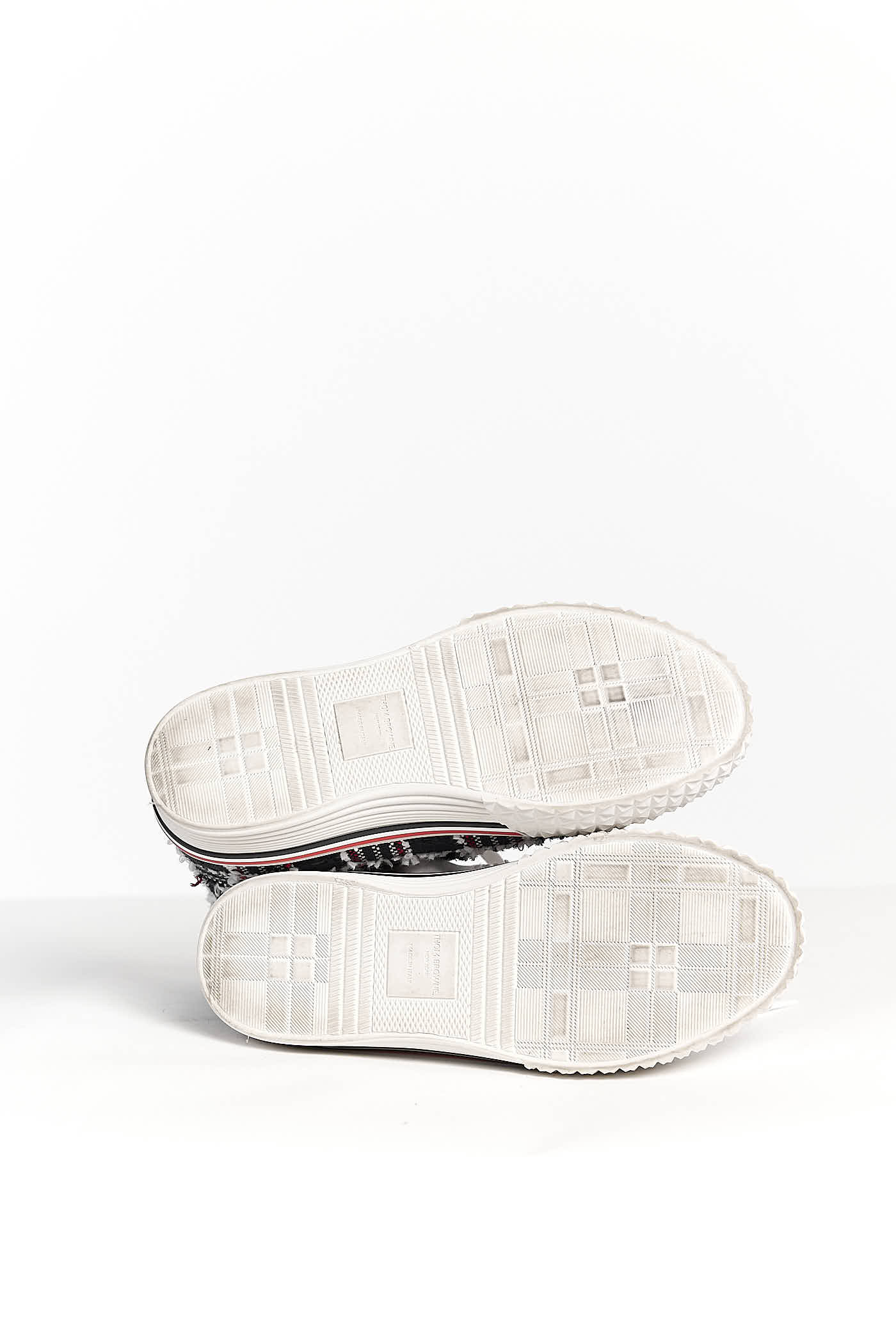 Thom Browne Tweed Frayed Collegiate High Top Sneakers 38