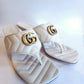Gucci GG Marmont White Leather Sandal Heel 38.5
