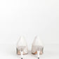 Jimmy Choo White Leather Heels with Mesh and Acrylic Detail 38