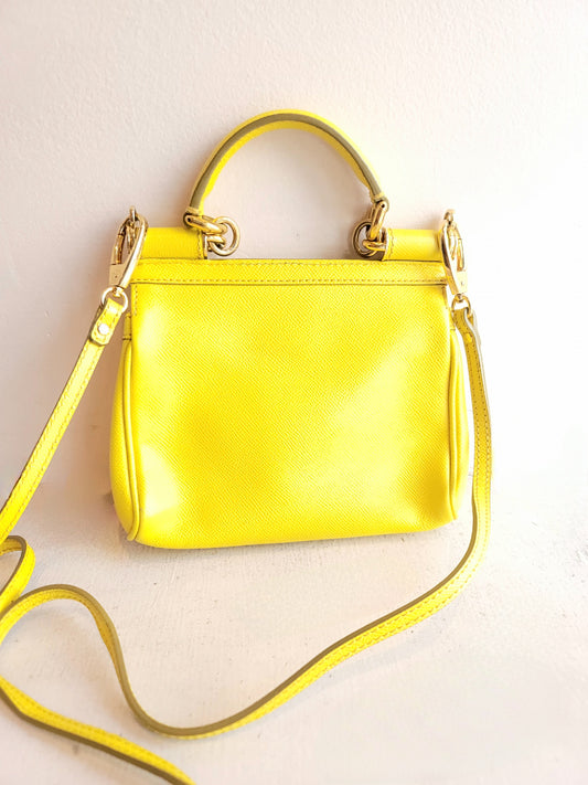 Dolce & Gabbana Yellow Small Sicily Top-Handle Bag