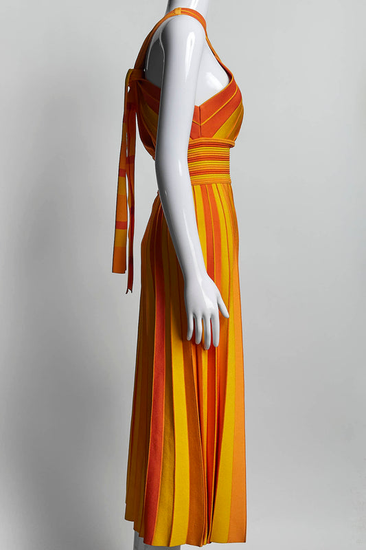 Carolina Herrera Orange Midi Knit Dress S