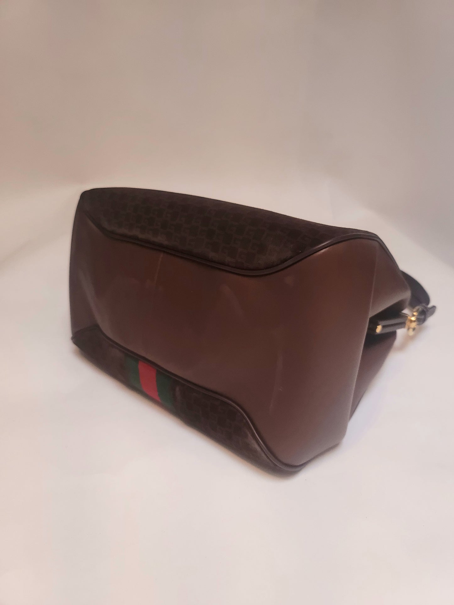 Gucci Suede GG Monogram Mini Virgo Tote Brown