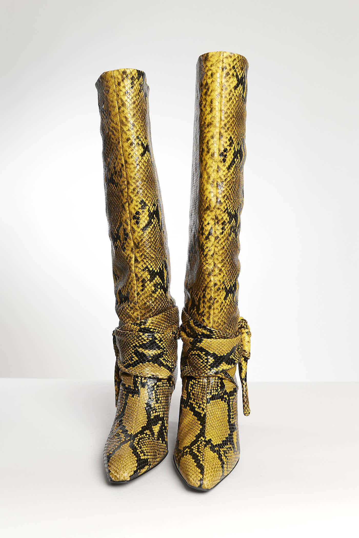 Rosetta Getty Yellow Snake-Print Leather Boots 37