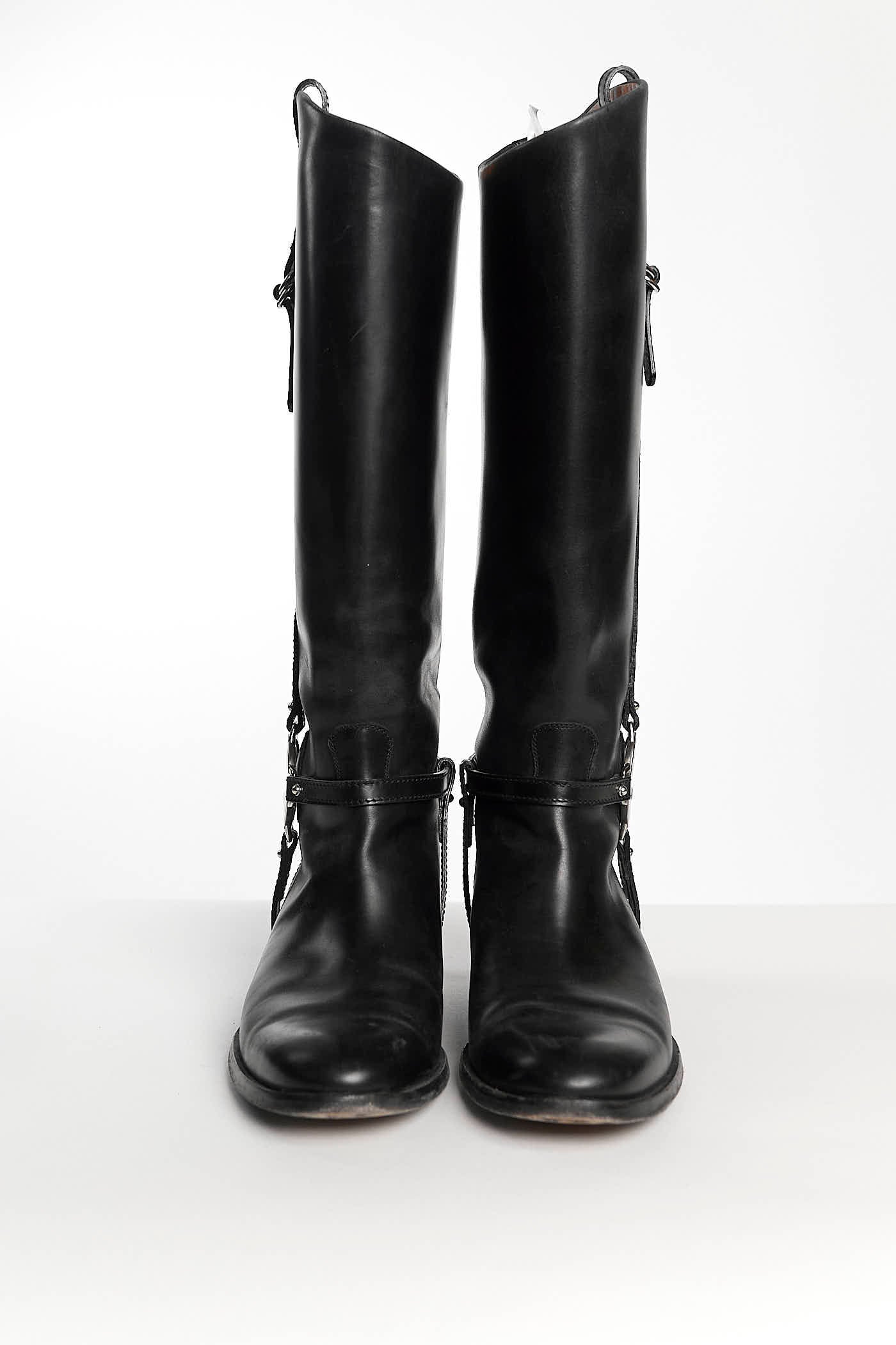 Gucci Black Riding Boots with Silver Logo 38.5