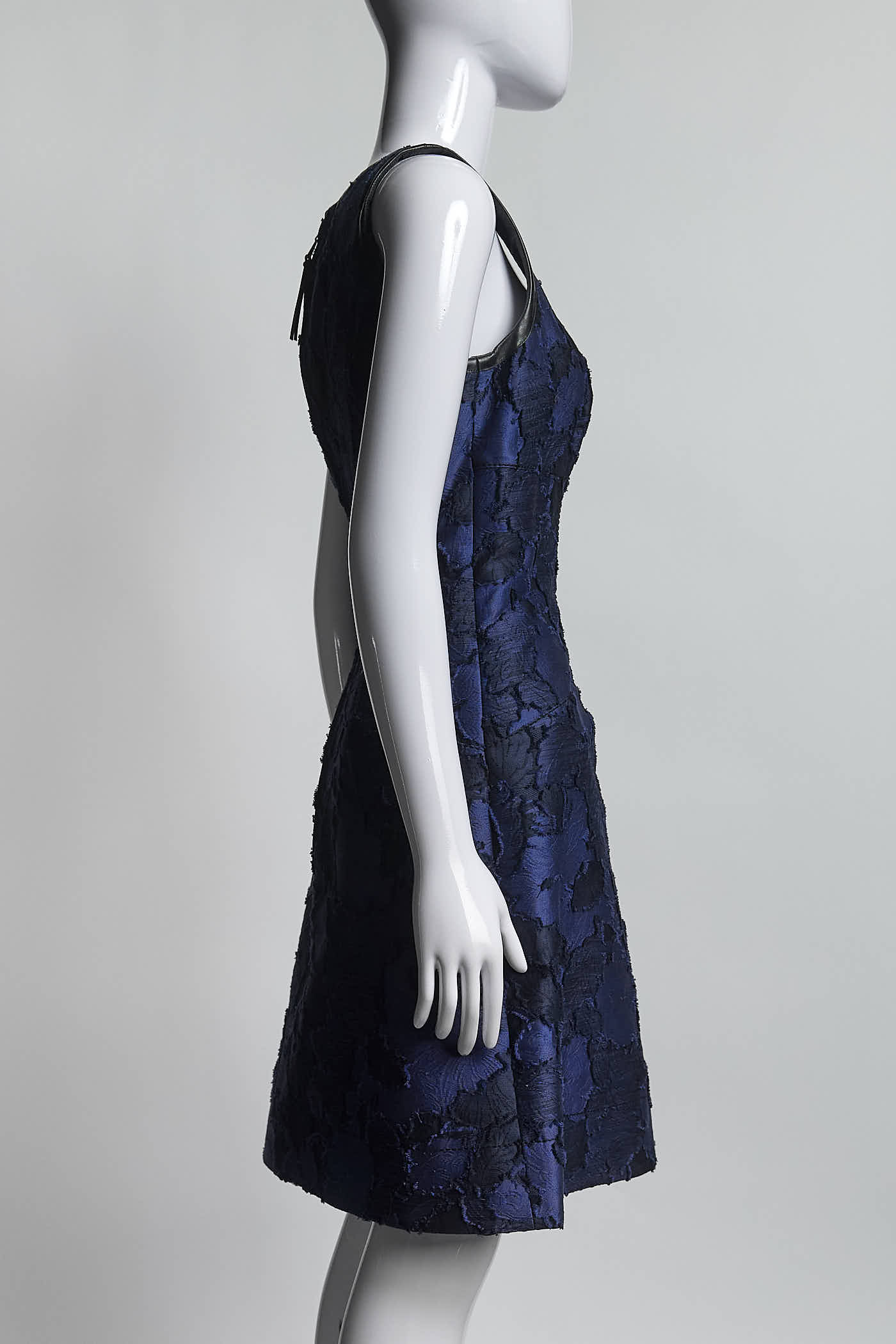 Louis Vuiton Navy Blue Cotton/Silk Print Dress 36