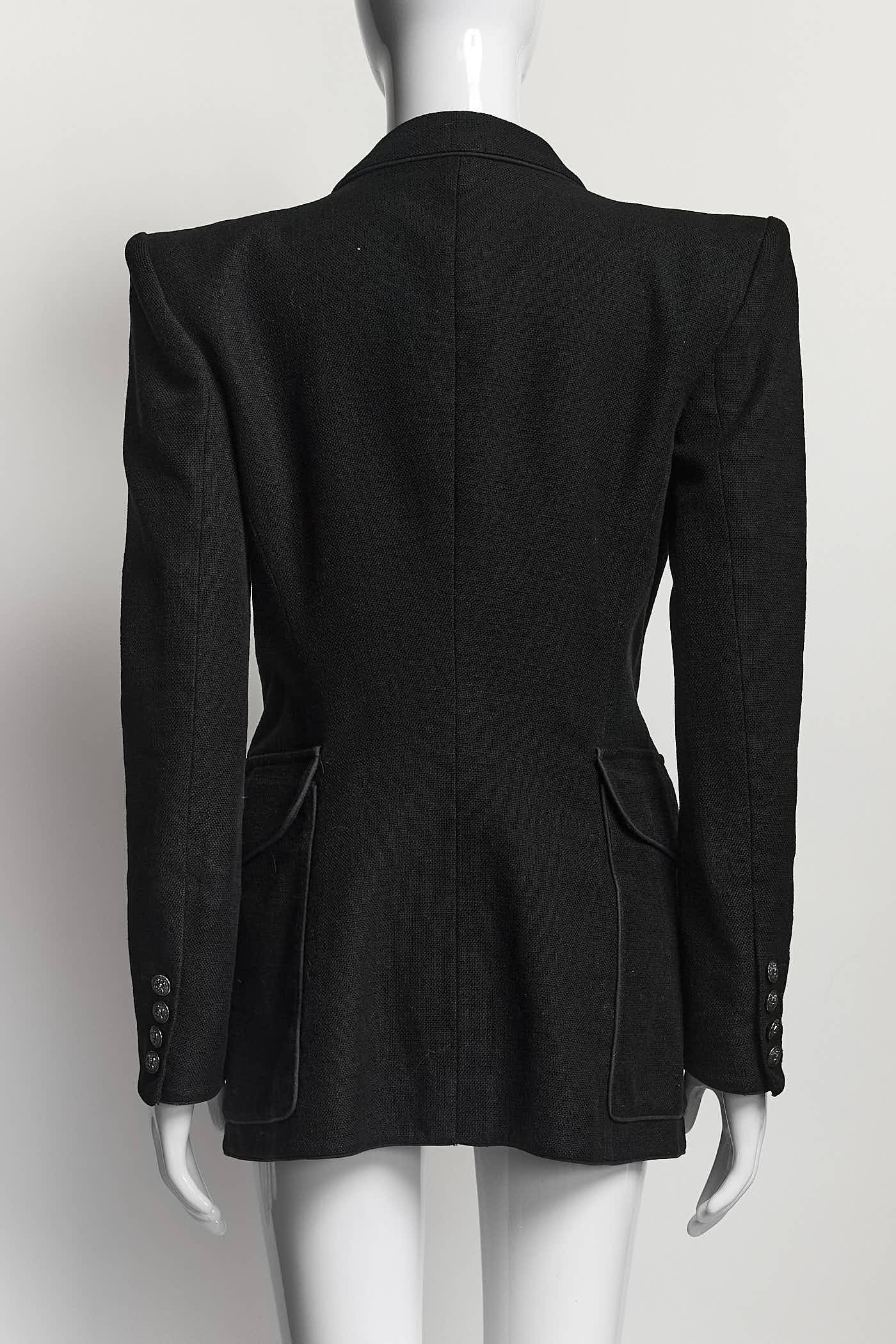 Balmain Double-BreastedBblazer with embossed silver-tone buttons 44
