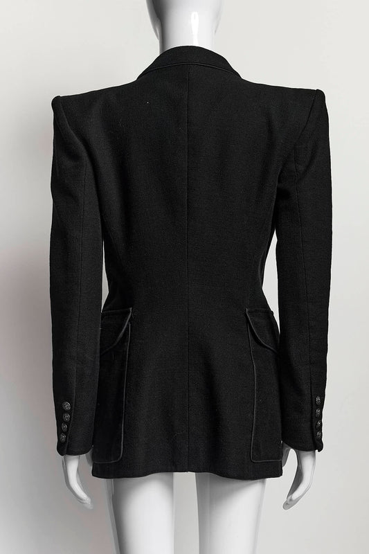 Balmain Double-BreastedBblazer with embossed silver-tone buttons 44