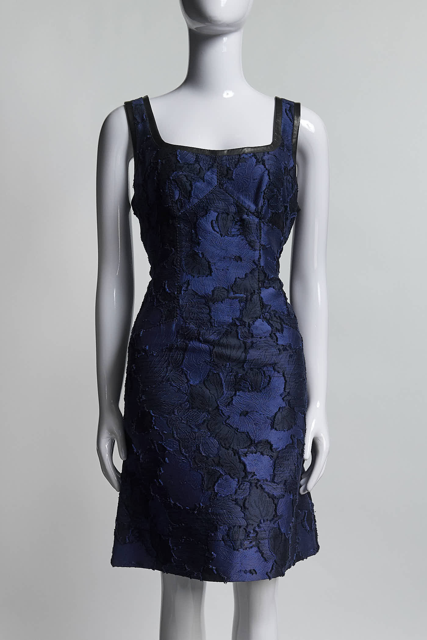 Louis Vuiton Navy Blue Cotton/Silk Print Dress 36