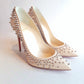 Christian Louboutin Nude Heel w/Spike Studs Heel 37.5