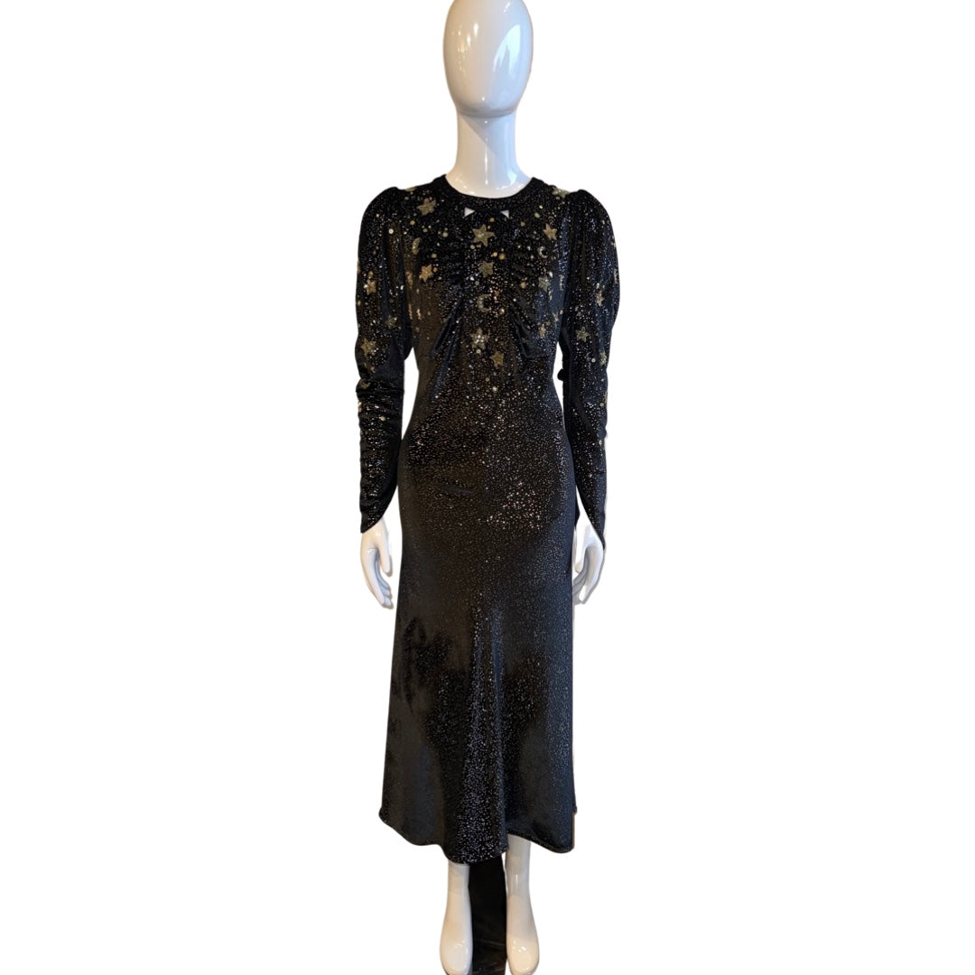 Attico Galaxy Black Long Dress