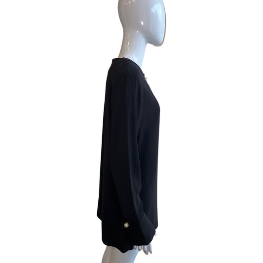 Malene Birger Black Blouse with Pearl FR40 IT44