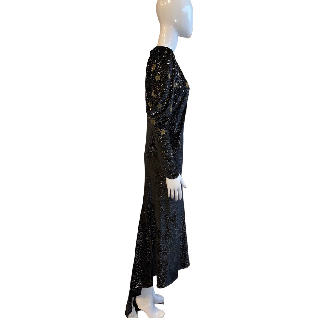 Attico Galaxy Black Long Dress