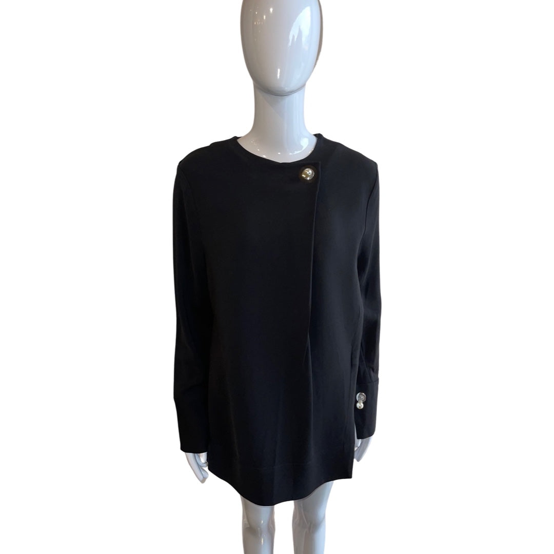 Malene Birger Black Blouse with Pearl FR40 IT44