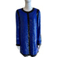 Michael Kors Blue Long Sleeve Sequin Dress US 4
