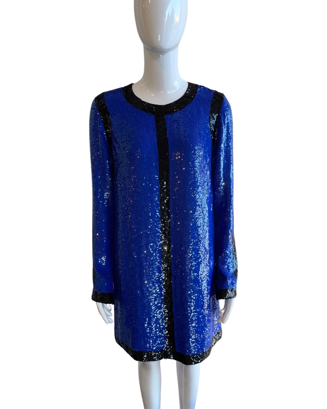 Michael Kors Blue Long Sleeve Sequin Dress US 4